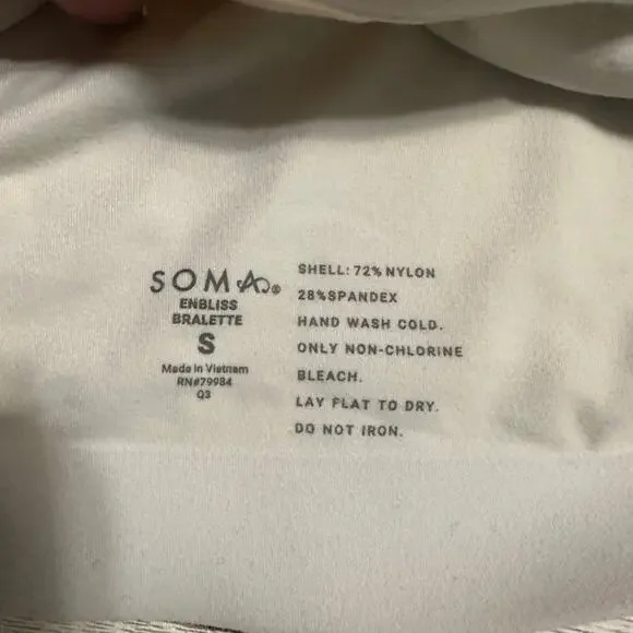 Soma Enbliss Bralette Size Small Removable Pads Bra Beige Lightweight - Picture 3 of 4